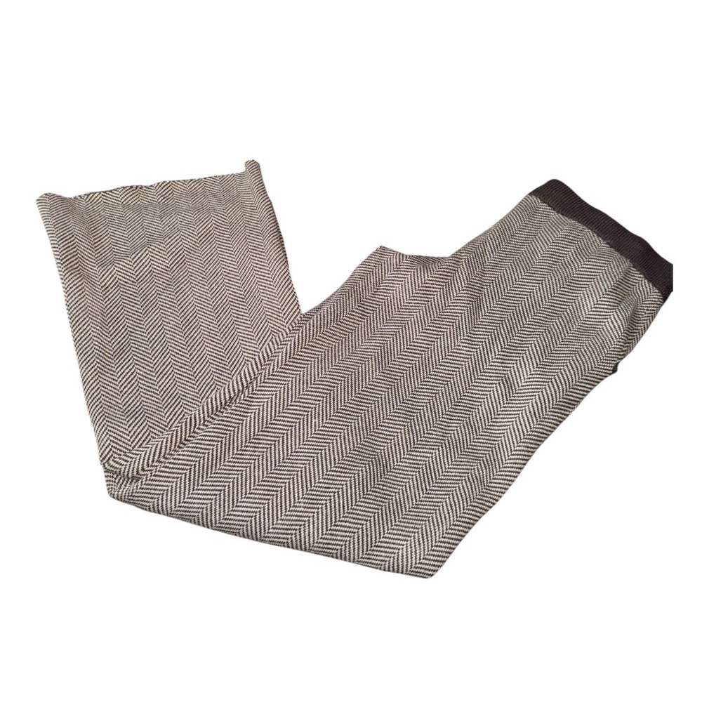 Lark + Grey Wide Leg Herringbone Knit Pants NWOT Pockets Women's L Stretch Comfy